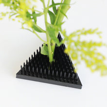 Load image into Gallery viewer, close up on a flower stem placed on a Black Triangle Kenzan