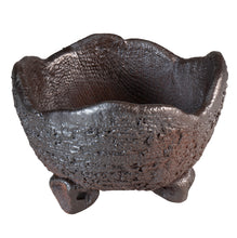Laden Sie das Bild in den Galerie-Viewer, Bronze or copper-colored ceramic bowl with textured surface on a white background
