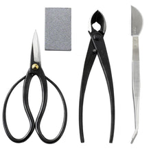 Load image into Gallery viewer, 4PCS Japanese Bonsai Essential Kit [ Scissors + Concave Cutter + Tweezers + Sap Eraser ] - Wazakura Japan
