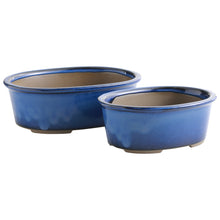 Load image into Gallery viewer, [ Banko Series ] 2PCS Oval Bonsai Pots - Namako Blue - Wazakura Japan

