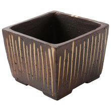 Laden Sie das Bild in den Galerie-Viewer, [ Tokoname Series ] Striped Square Bonsai Pot 4.1"(105mm) - Wazakura Japan
