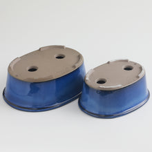 Load image into Gallery viewer, [ Banko Series ] 2PCS Oval Bonsai Pots - Namako Blue - Wazakura Japan
