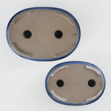 Load image into Gallery viewer, [ Banko Series ] 2PCS Oval Bonsai Pots - Namako Blue - Wazakura Japan
