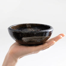 Load image into Gallery viewer, [ Minoyaki Series ] Small Ikebana Vase Round 5"(128mm) Black with Brown White Brush - Wazakura Japan
