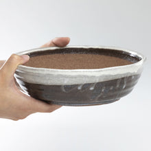 Load image into Gallery viewer, [ Shigaraki Series ] White Stripe Glazed Bonsai Pot 8.2" (210 mm) - Wazakura Japan
