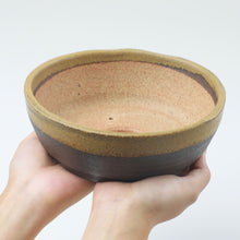 Load image into Gallery viewer, [ Shigaraki Series ] Sand Brown Stripe Glazed Bonsai Pot 6.6" (170 mm) - Wazakura Japan
