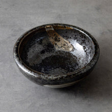 Load image into Gallery viewer, [ Minoyaki Series ] Small Ikebana Vase Round 5"(128mm) Black with Brown White Brush - Wazakura Japan
