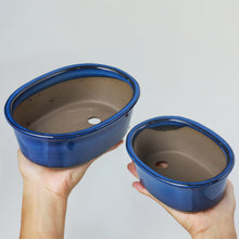 Load image into Gallery viewer, [ Banko Series ] 2PCS Oval Bonsai Pots - Namako Blue - Wazakura Japan
