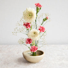 Load image into Gallery viewer, 2PCS Japanese Ikebana Essential Tool Set [ Brass Kenzan + Sand Beige Vase ] - Wazakura Japan
