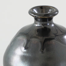 Load image into Gallery viewer, [Minoyaki Series] Small Ikebana Vase Bottle Shaped Metallic Black - Wazakura Japan
