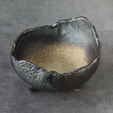 Load image into Gallery viewer, [ Banko Series ] Rustic Crescent Bonsai Pot 4.7" (120mm) - Black and Brown - Wazakura Japan
