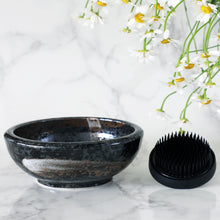 Load image into Gallery viewer, 2PCS Japanese Ikebana Essential Tool Set [ Brass Kenzan + Black with Brown White Brush Vase ] - Wazakura Japan
