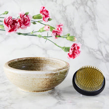 Load image into Gallery viewer, 2PCS Japanese Ikebana Essential Tool Set [ Brass Kenzan + Sand Beige Vase ] - Wazakura Japan
